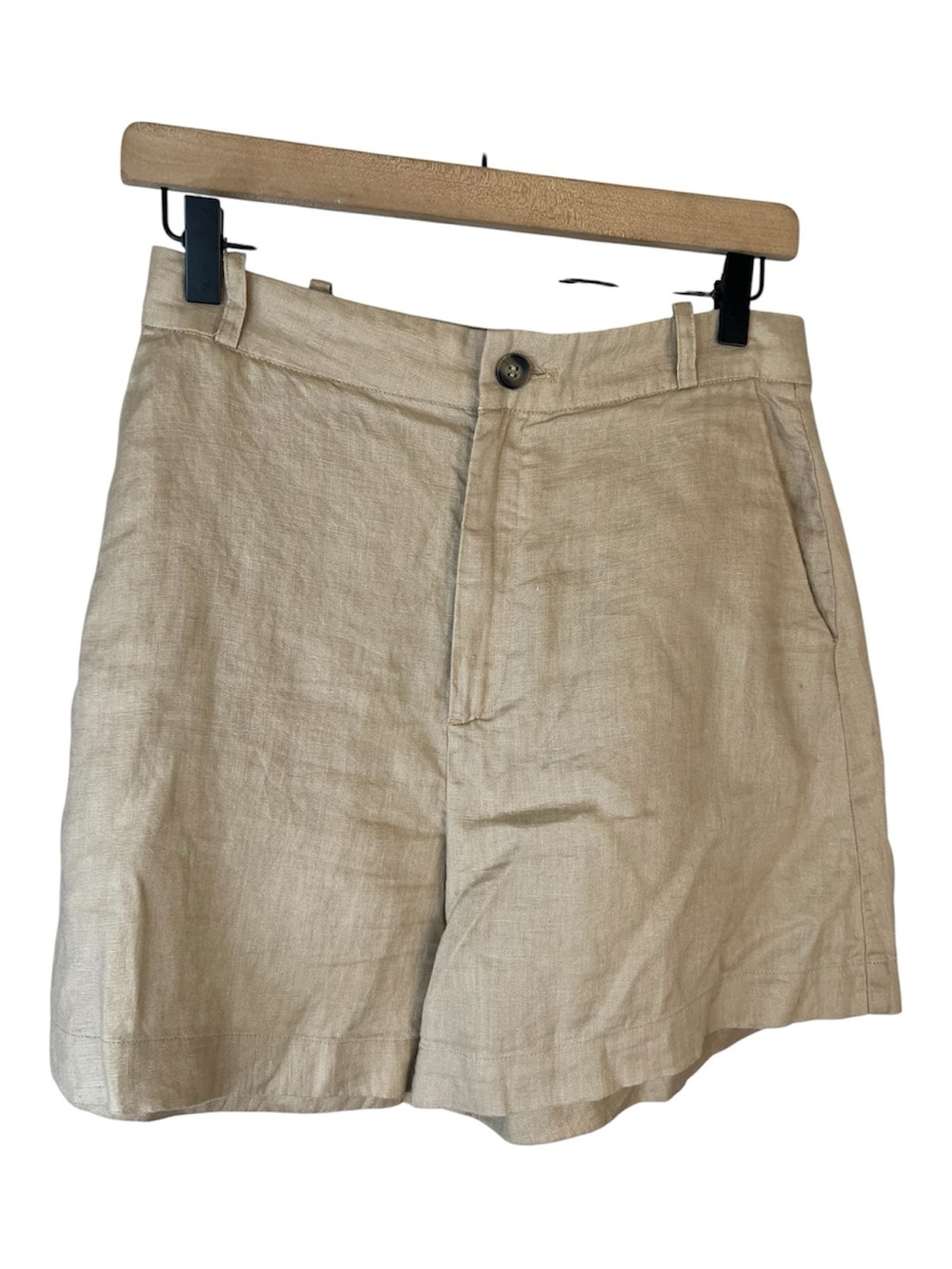& Other Stories Neutral Beige High-Waist Linen Shorts